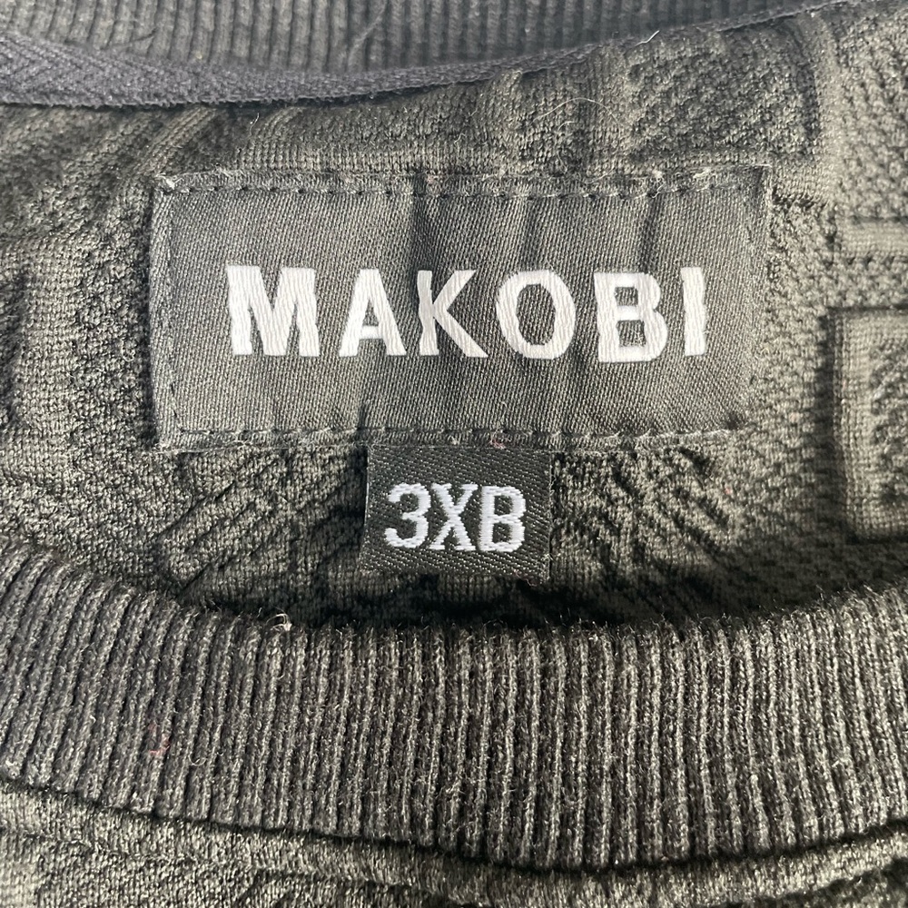 Makobi M4232 Bianchi Jacquard Crewneck Sweatshirt Size 3XL Black Embossed Print - Picture 5 of 14